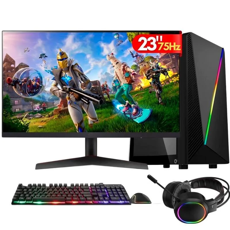 PC Gamer Completo Balão.info Player, Intel Core i5, 16gb Ram, Placa De Vídeo Geforce 4gb, SSD 512gb, Fonte 500w, Monitor 23" Full Hd 75hz, Kit Gamer Com Headset - Pg2e-RGB1019pl
