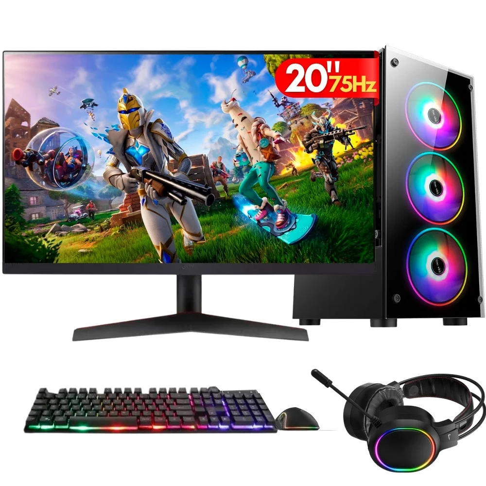 PC Gamer Completo Balão.info Player, Intel Core i7, 16gb Ram, Placa De Vídeo Geforce 4gb, SSD 1TB, Monitor 20" 75hz, Kit Gamer - Pg2e-LED1005pl