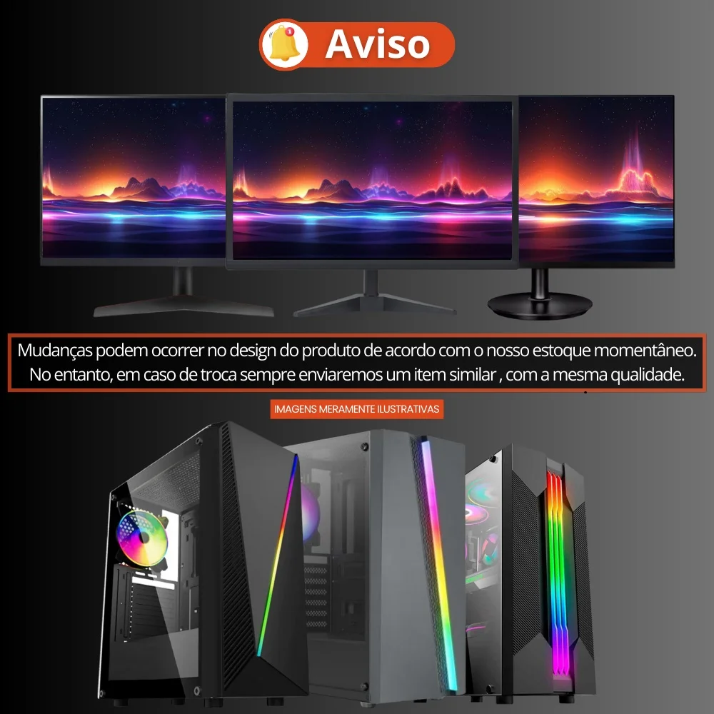 PC Gamer Completo Player, Intel Core i7, 16gb Ram, Placa De Vídeo Geforce 4gb, SSD 256gb, Fonte 500w, Monitor 20" 75hz, Kit Gamer Com Headset - Pg2e-RGB1015pl - view 5