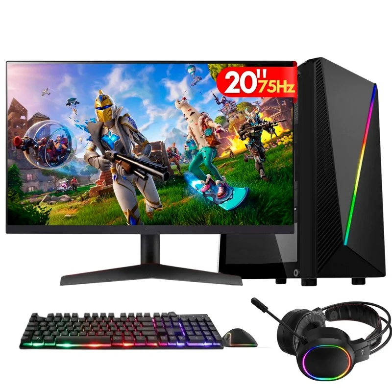 PC Gamer Completo Balão.info Player, Intel Core i7, 16gb Ram, Placa De Vídeo Geforce 4gb, SSD 1TB, Fonte 500w, Monitor 20" 75hz, Kit Gamer Com Headset - Pg2e-RGB1017pl
