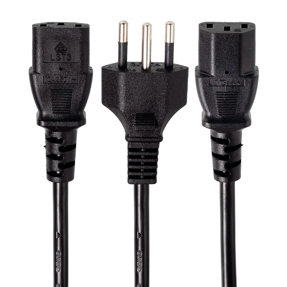 Imagem 4 de 5 do produto Cabo De Força Tripolar 3 Metros Y 1 Macho E 2 Fêmeas - Preto