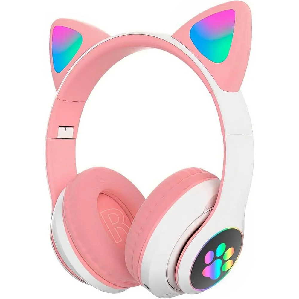 Imagem 5 de 5 do produto Fone De Ouvido Orelha De Gatinho Cat Ear Headphone Bluetooth Com Luzes RGB  (rosa)