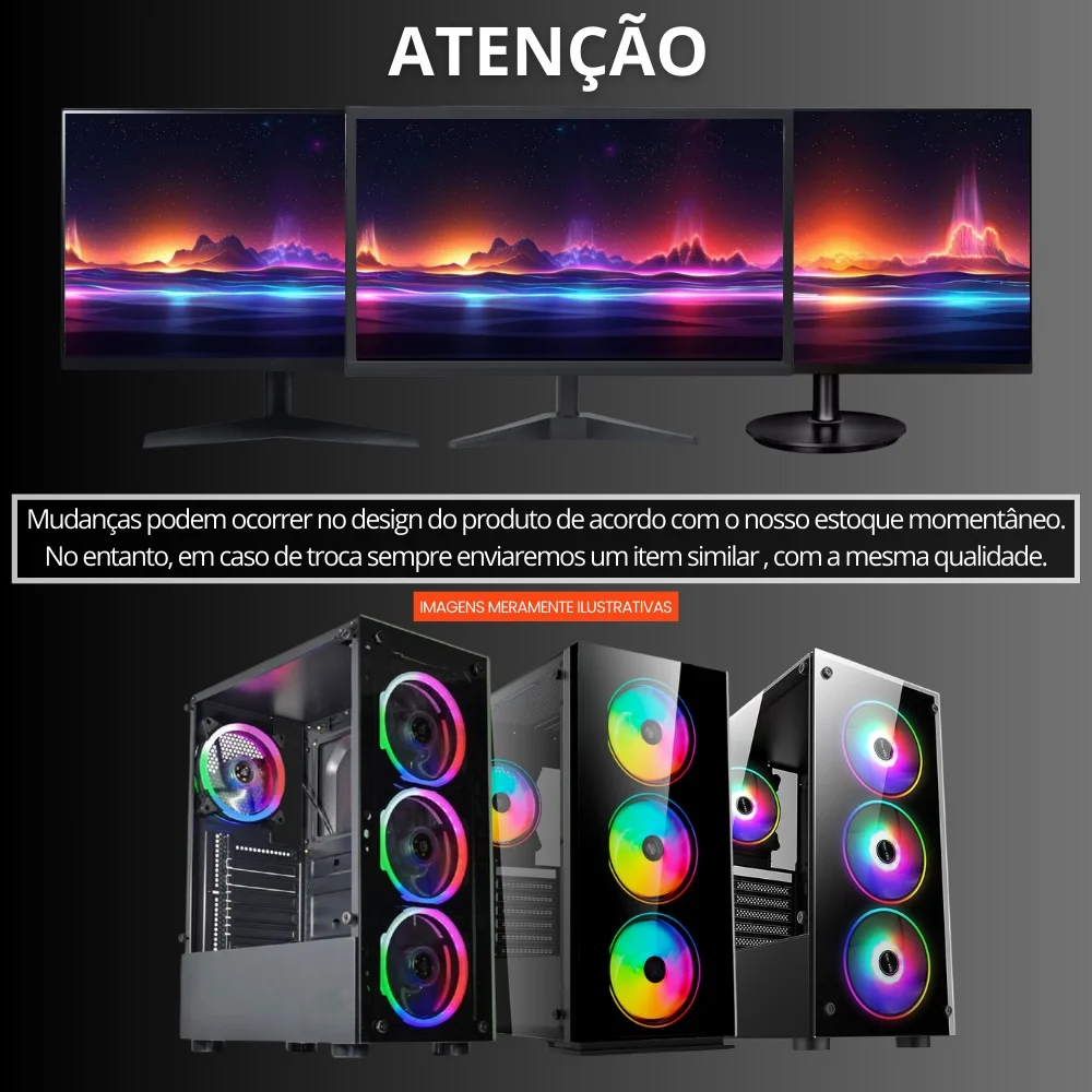 Computador Gamer Completo RGB, Intel Core i7, 16gb Ram, SSD 1TB, Fonte 500w, Monitor 20" 75hz, Kit Gamer Completo - Pg2e-1015rg - view 5