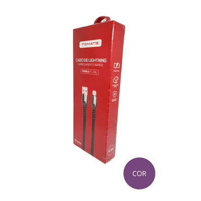 Cabo De Dados Usb Para Iphone Turbo 1.2m 4.5a Tomate Tc-301l Cor:lilás