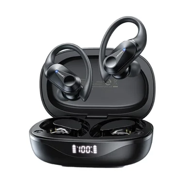 Fone De Ouvido Esportivo Lenovo Lp75 Sem Fio Bluetooth 5.3 Cor Preto
