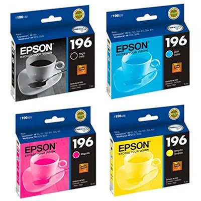 Cartucho De Tinta Epson T196 Kit 4 Cores Preto, Magenta, Ciano, Amarelo | Xp401 Xp411 Wf-2532