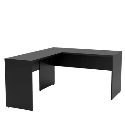 Mesa De Escritório Escrivaninha Em L 1.40x1.50 Tampo 30mm - Preto