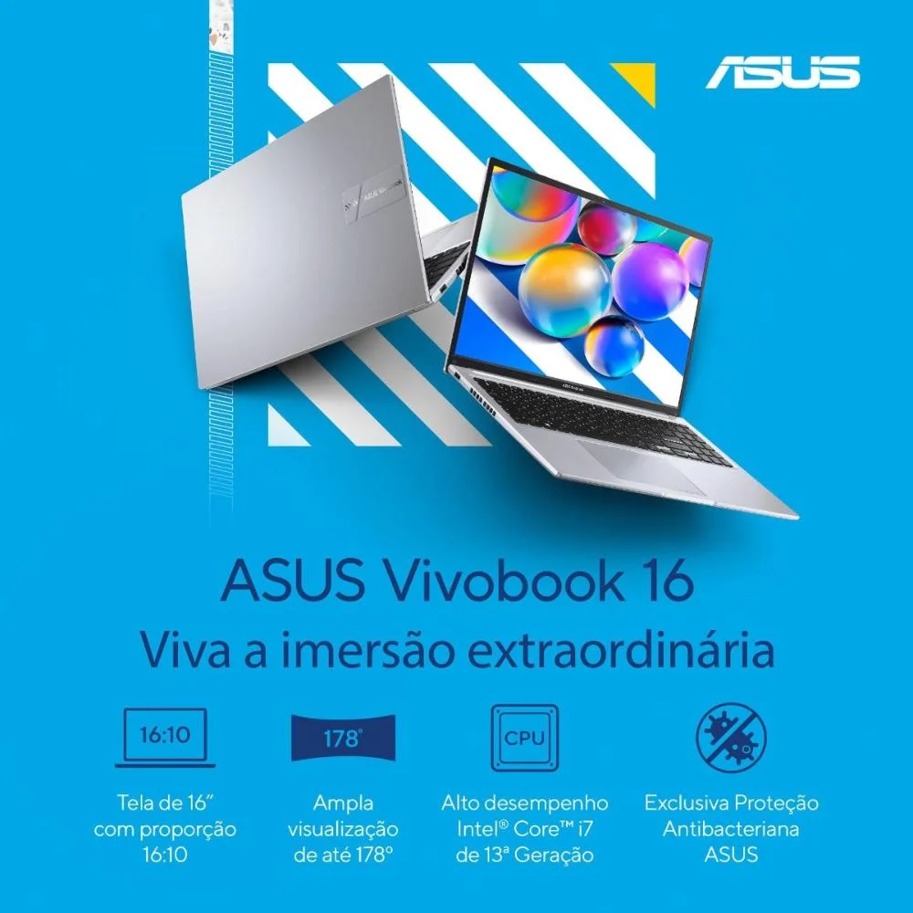 Notebook Asus Vivobook 16 X1605va Intel Core I7 1355u 8GB Ram 512gb SSD Linux Keepos Tela 16” Ips Fhd Silver - Mb742 Notebook Asus Vivobook 16 X1605va Intel Core I7 1355u 8GB Ram 512gb SSD Linux Keepos Tela 16” Ips Fhd Silver - Mb742