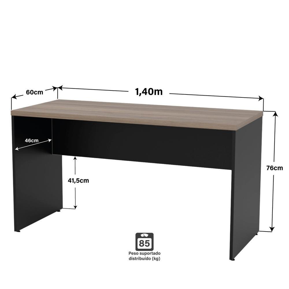 Imagem 2 de 5 do produto Mesa De Escritório Escrivaninha 1.40x60 Tampo 30mm Netmobil - Nogal