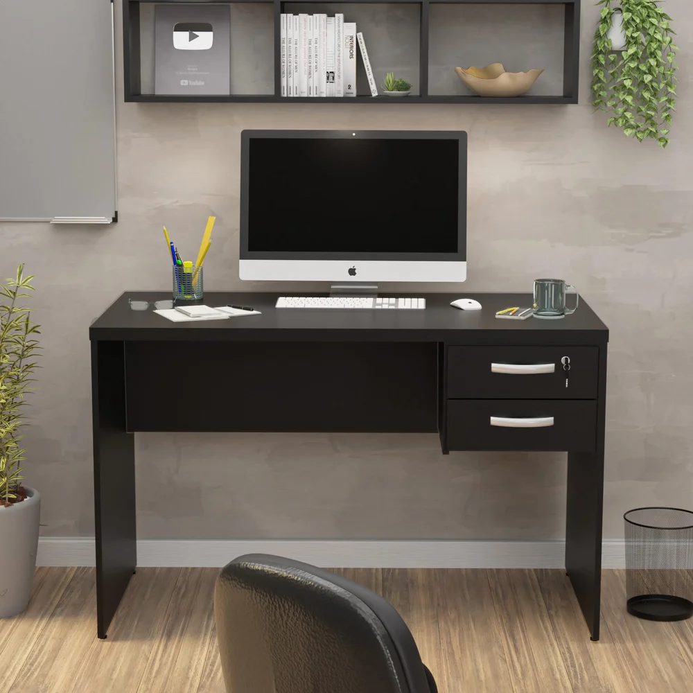 Imagem 4 de 5 do produto Mesa Para Escritório 1mx60cm C/ Gaveteiro Tpo 30mm Netmobil - Preto