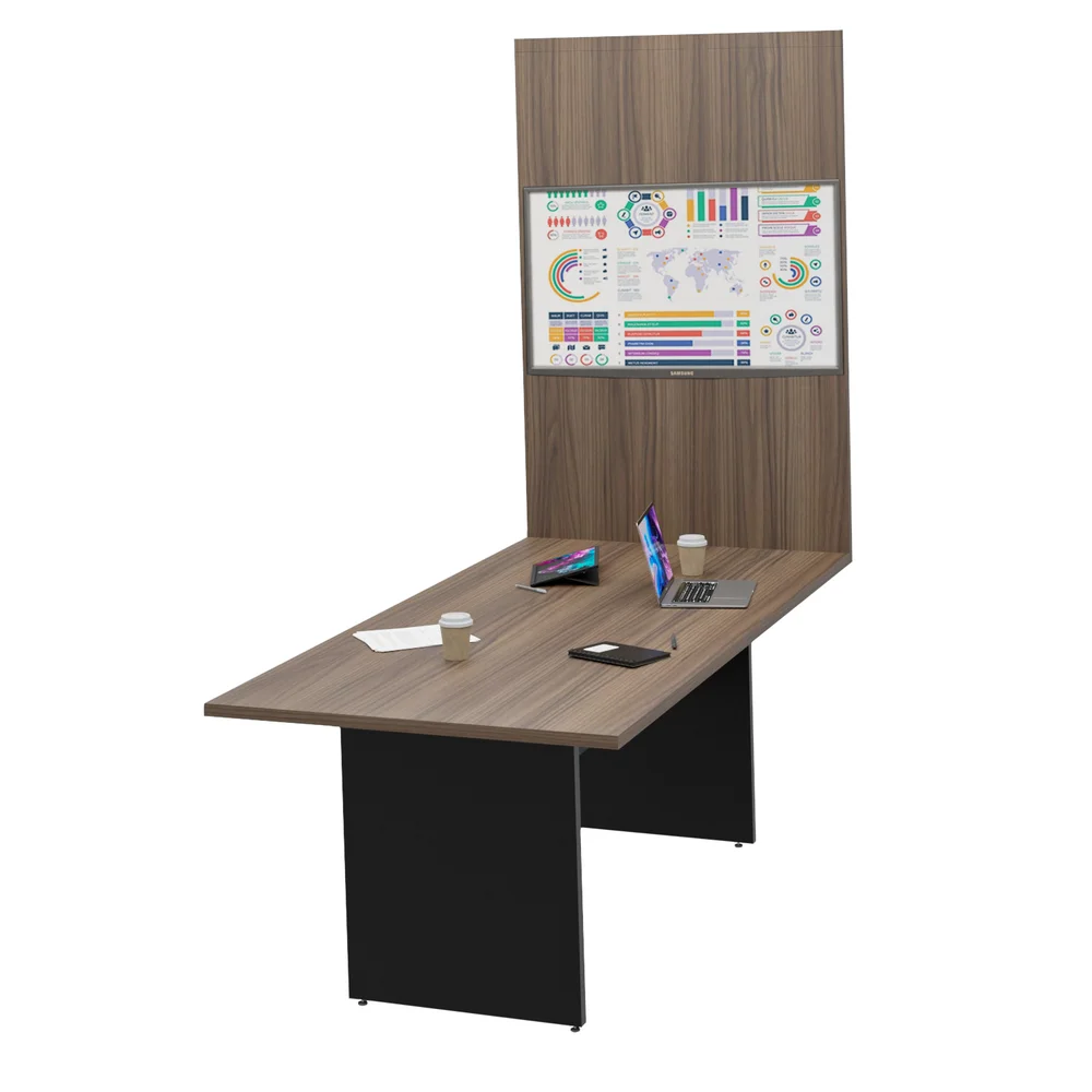 Imagem 5 de 5 do produto Mesa De Reunião Com Painel Tv 2mx1m Tpo Rengrossado Netmobil - Nogal