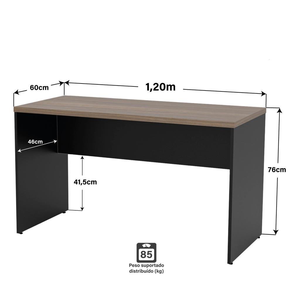 Imagem 2 de 5 do produto Mesa De Escritório Escrivaninha 1.20x60 Tampo 30mm Netmobil - Nogal