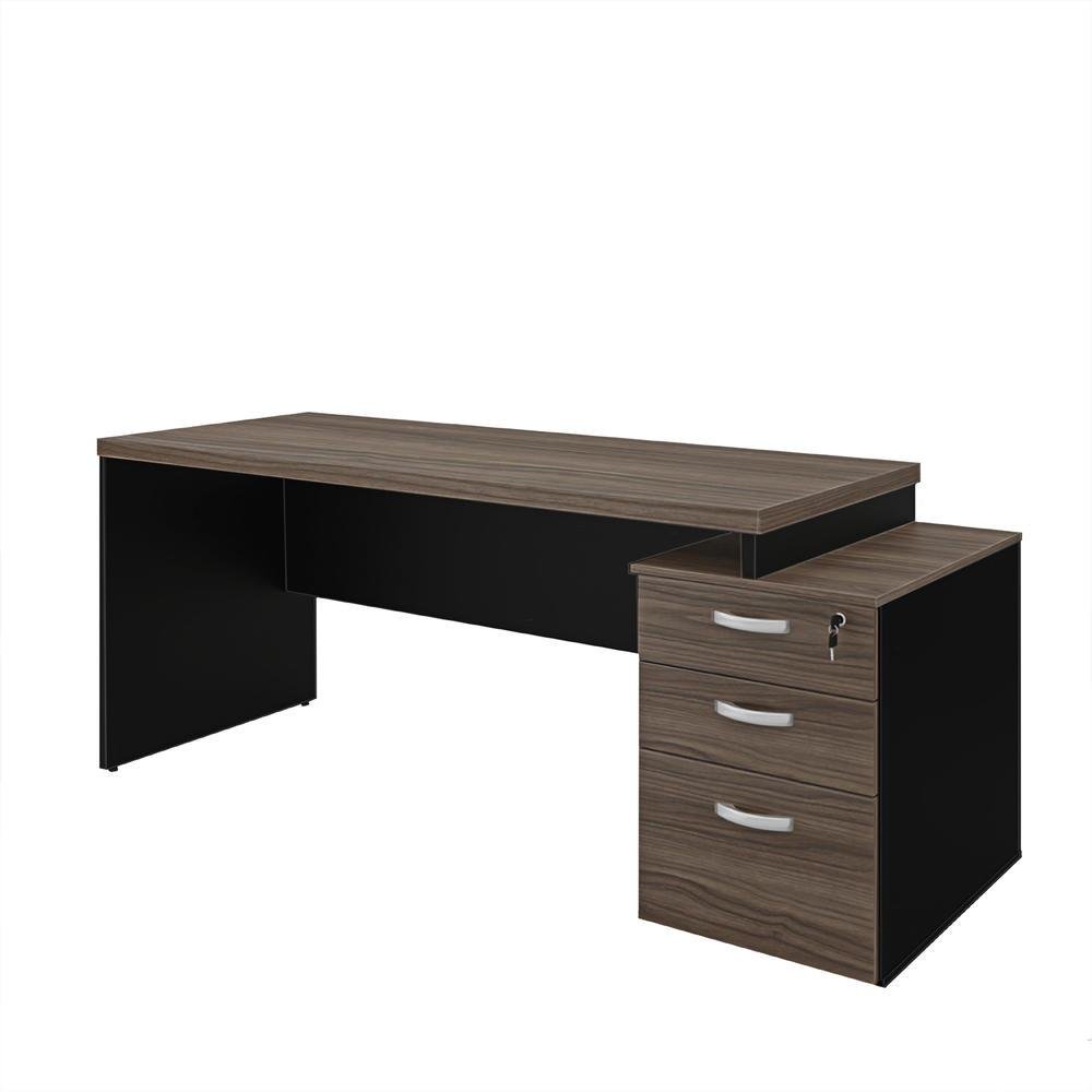Imagem 5 de 5 do produto Mesa De Escritório Pedestal 3 Gav 1.90x70 Tpo 30mm - Nogal
