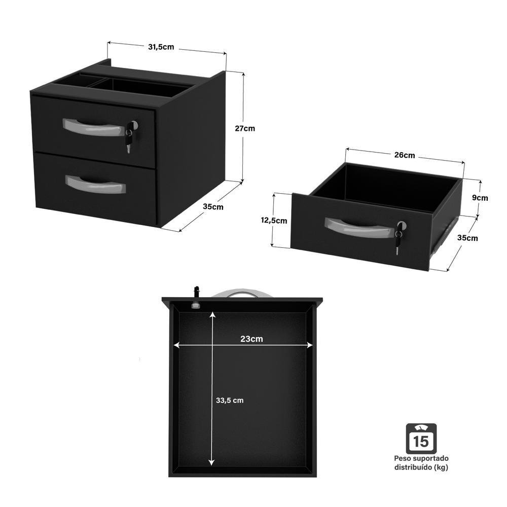 Imagem 5 de 5 do produto Mesa De Escritório 1.60x60 Com Gaveteiro Netmobil - Nogal