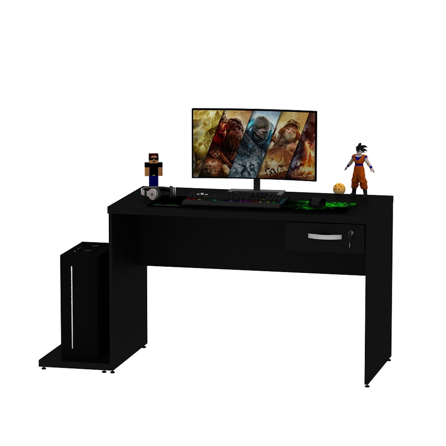 Mesa Para Computador Gamer 1 Gaveta 1200x600 Netmobil - Preto