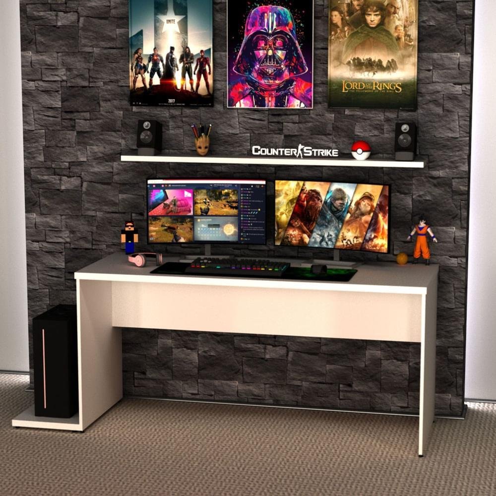 Imagem 3 de 5 do produto Mesa Para Computador Gamer 1600x600 Netmobil - Branco