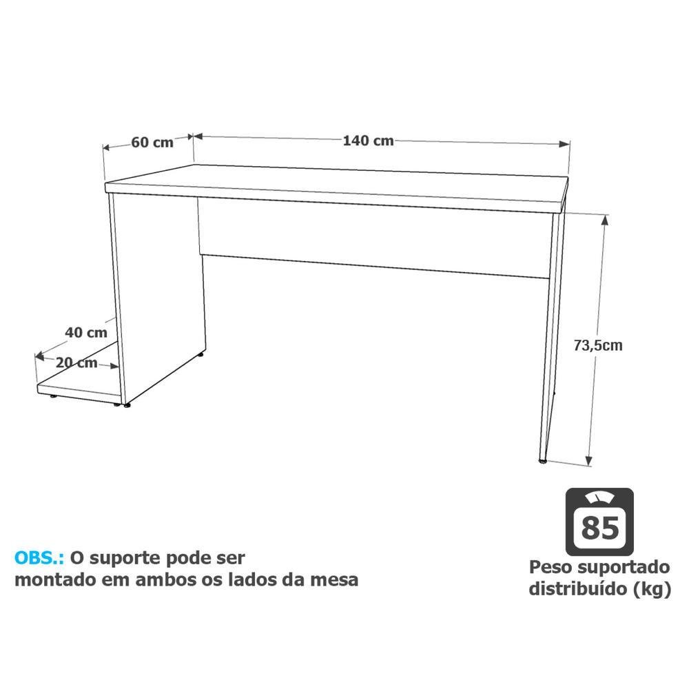 Imagem 2 de 5 do produto Mesa Para Computador Gamer 1400x600 Netmobil - Branco