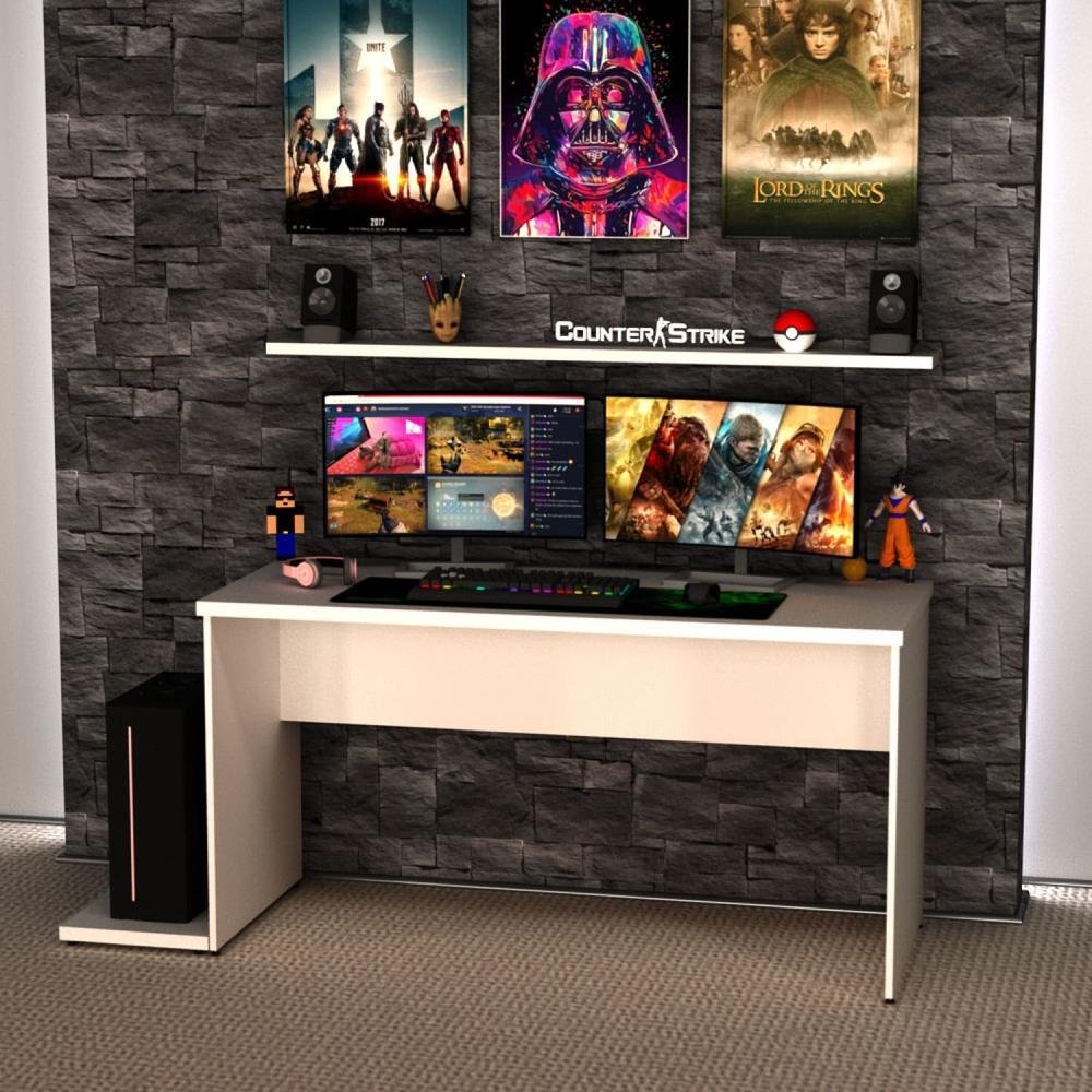 Imagem 3 de 5 do produto Mesa Para Computador Gamer 1400x600 Netmobil - Branco