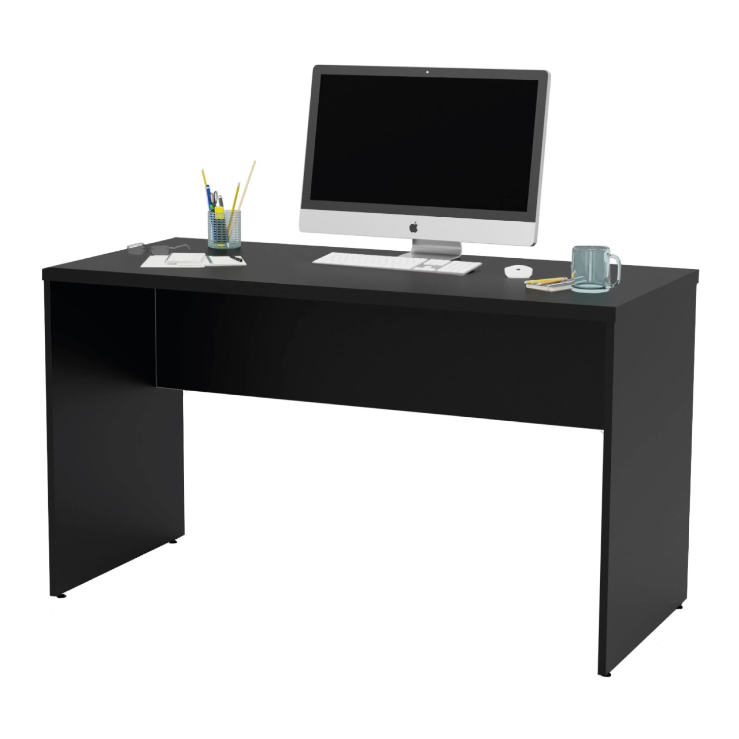 Mesa De Escritório Escrivaninha 1.20x60 Tampo 30mm Netmobil - Preto