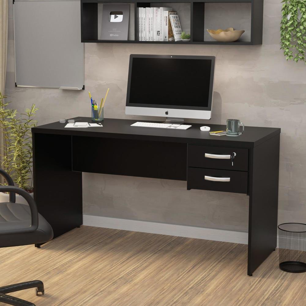 Imagem 3 de 5 do produto Mesa De Escritório Escrivaninha 1.40x60 C/gaveteiro Netmobil - Preto