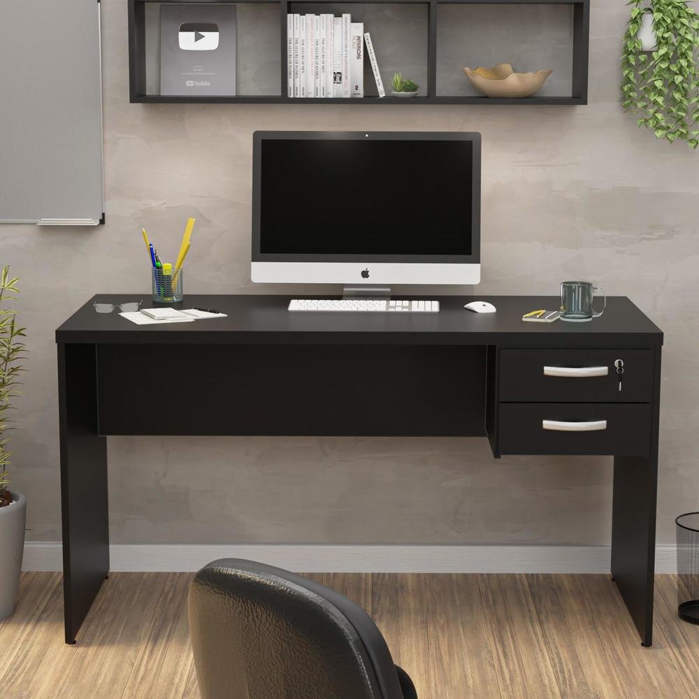 Imagem 4 de 5 do produto Mesa De Escritório Escrivaninha 1.40x60 C/gaveteiro Netmobil - Preto