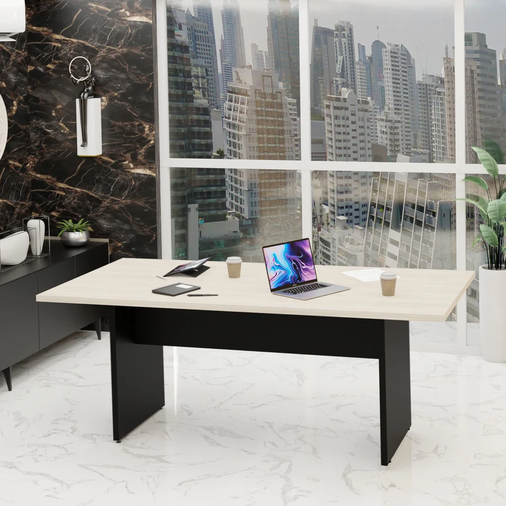 Imagem 4 de 5 do produto Mesa Para Reunião Retangular 2mx1m Tpo Reengrossado Netmobil - Dubai