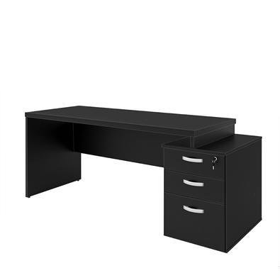 Mesa De Escritório Pedestal 3 Gav 1.90x70 Tpo 30mm - Preto