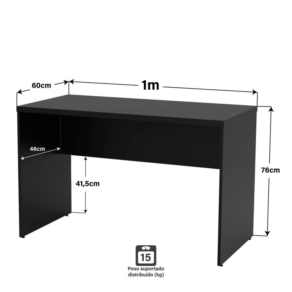 Imagem 2 de 5 do produto Mesa Para Escritório Computador 1mx60cm Tampo 30mm Netmobil - Preto