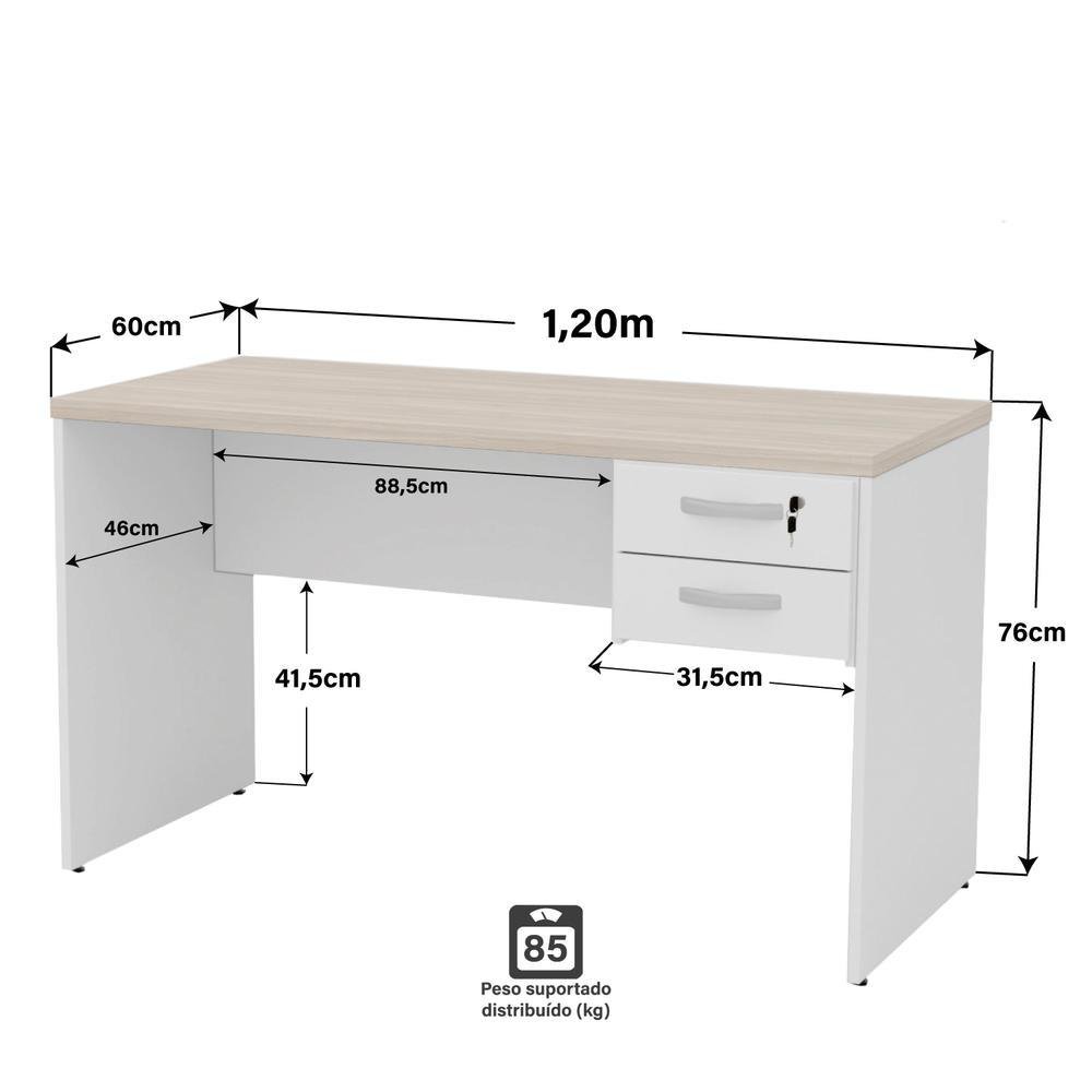 Mesa De Escritório 1.20x60 Com Gaveteiro Tampo 30mm Netmobil - Branco/dubai Mesa De Escritório 1.20x60 Com Gaveteiro Tampo 30mm Netmobil - Branco/dubai