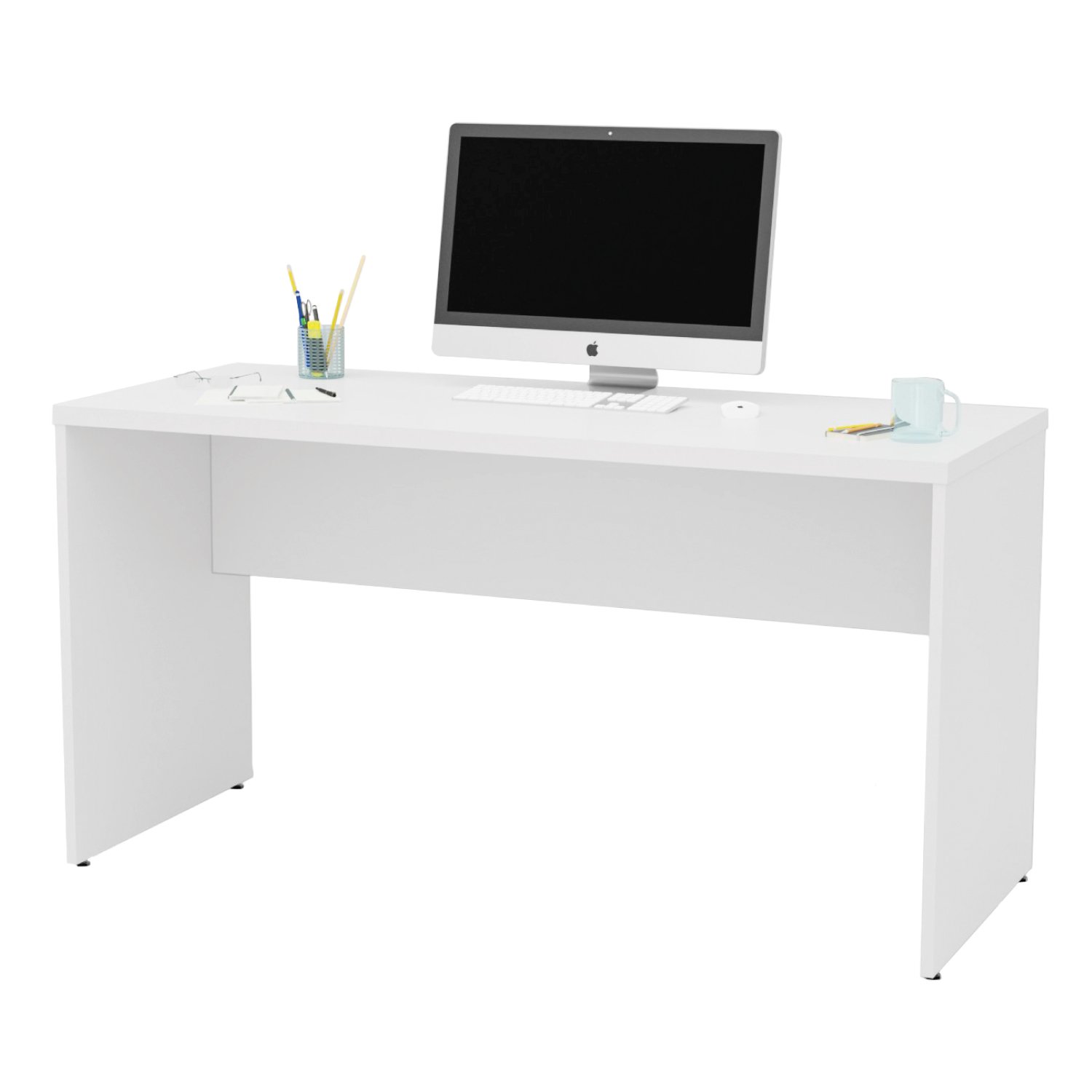 Mesa De Escritório Escrivaninha 1.60x60 Tampo 30mm Netmobil - Branco
