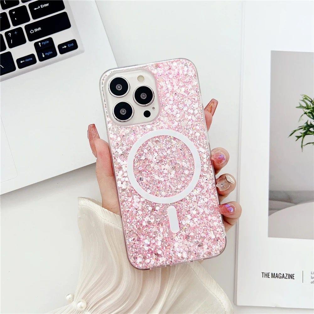 Imagem 4 de 5 do produto Capa Capinha Case Brilho Luxo Glitter Premium Magsafe Magnética Cor Rosa Pink Para Iphone 13 Pro