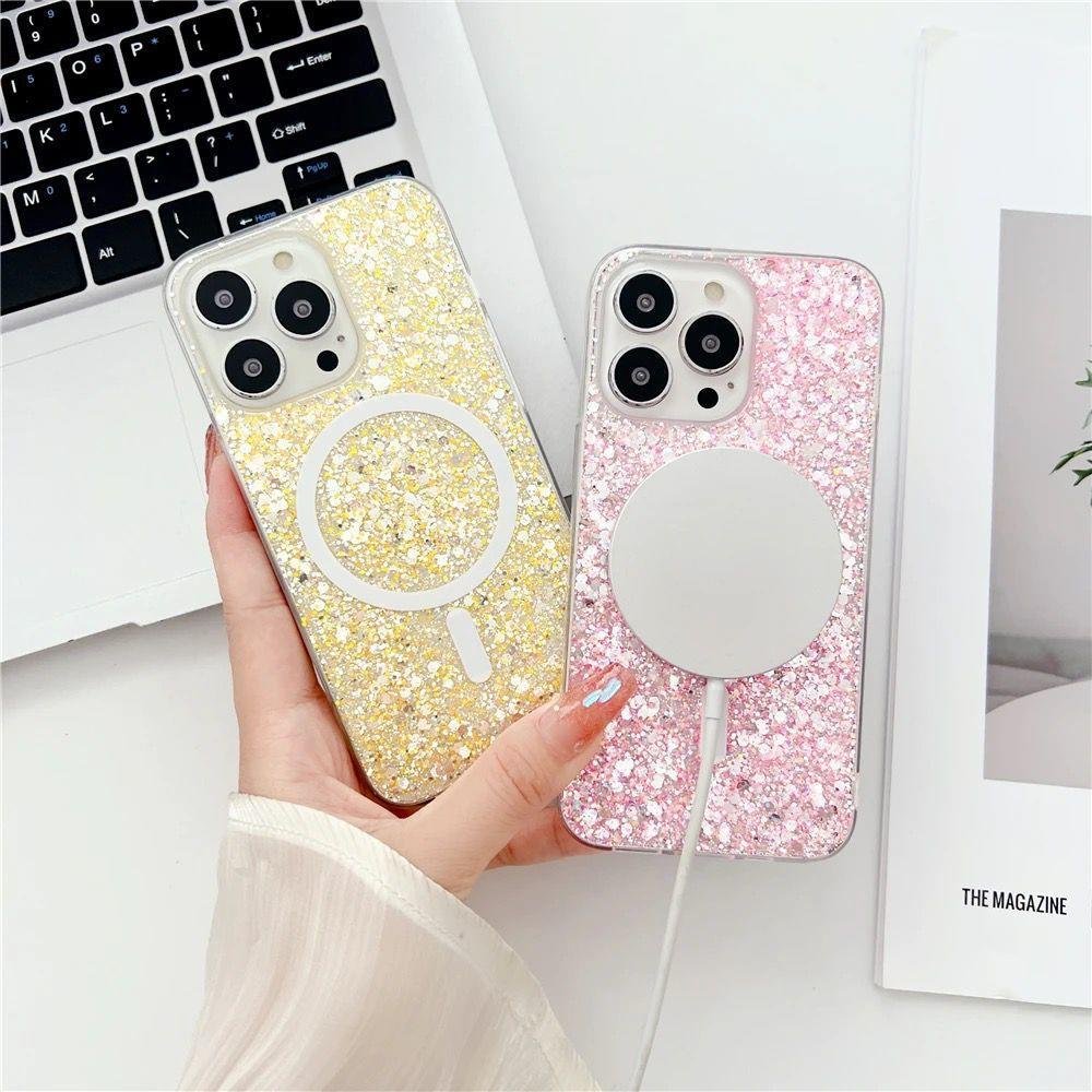 Imagem 5 de 5 do produto Capa Capinha Case Brilho Luxo Glitter Premium Magsafe Magnética Cor Rosa Pink Para Iphone 13 Pro