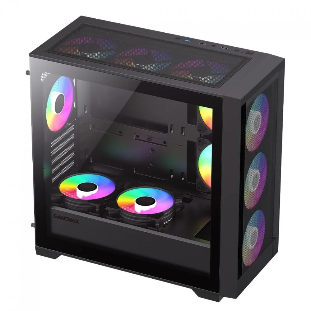 Gabinete Gamemax Siege Mid Tower Vidro Temperado USB S/Fan Preto Gabinete Gamemax Siege Mid Tower Vidro Temperado USB S/Fan Preto