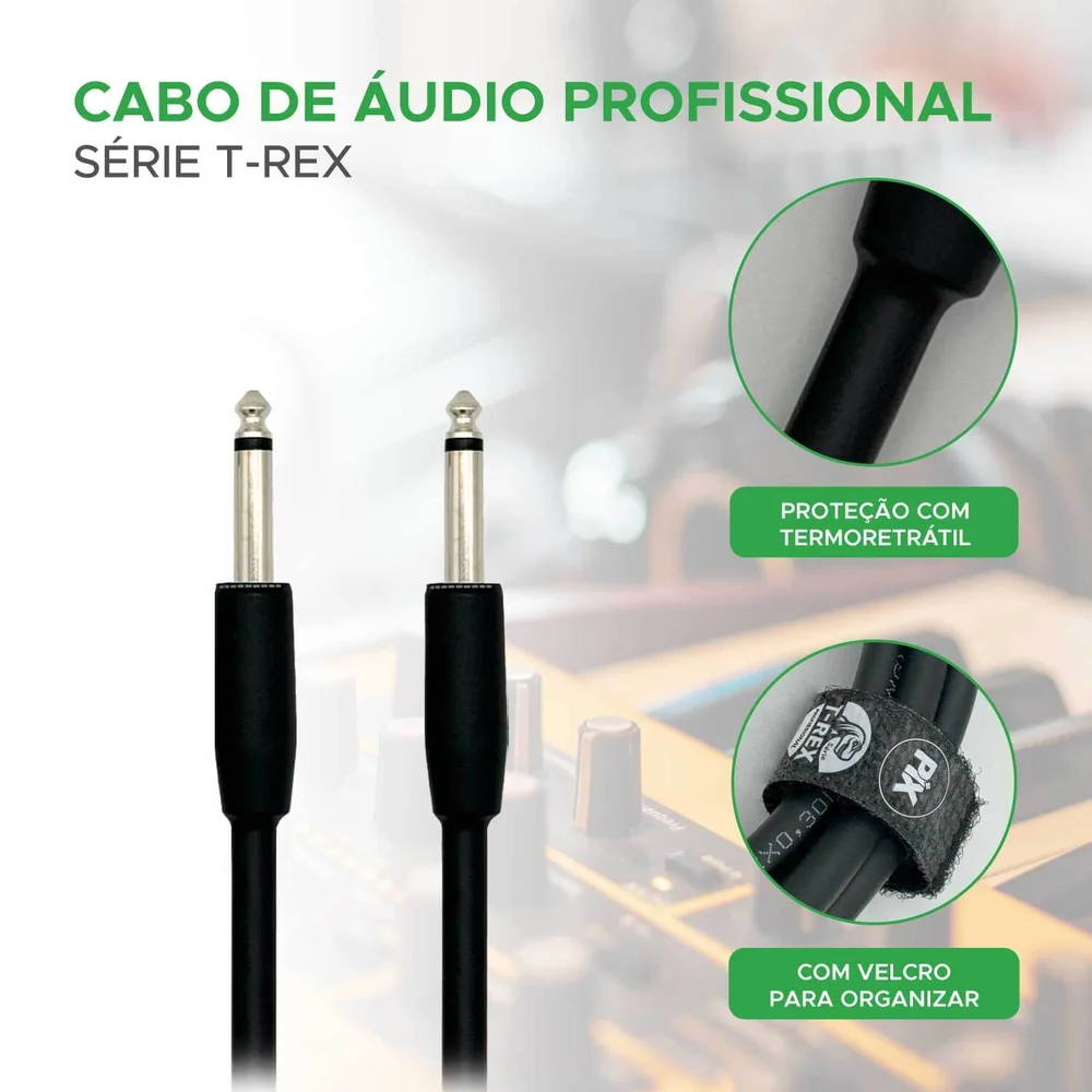 Imagem 2 de 5 do produto Cabo P10 P10 Mono 100% Cobre Para Instrumentos - 5 Metros