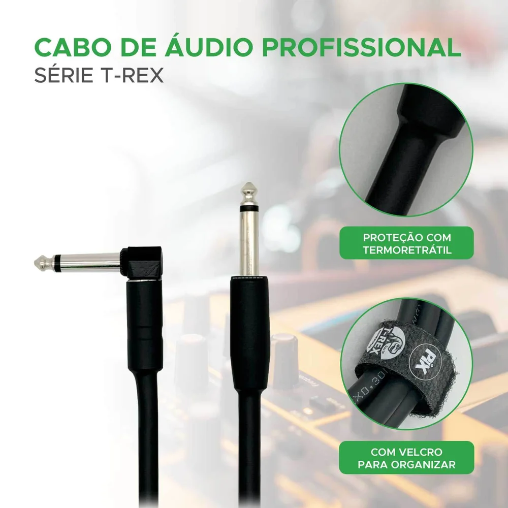 Imagem 2 de 5 do produto Cabo P10 + P10 90° Mono 100% Cobre P/ Instrumentos 5 Metros