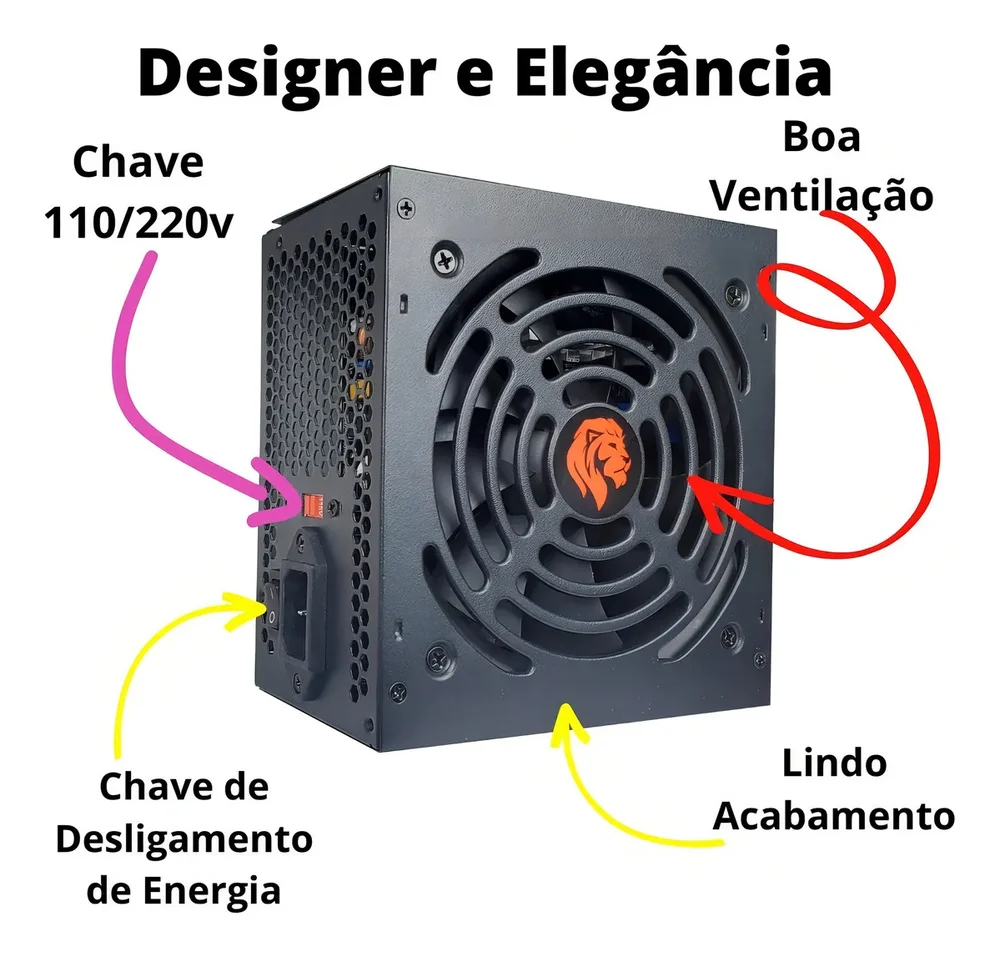 Imagem 2 de 2 do produto Fonte Atx 500w Hayom Pw1605-RGB