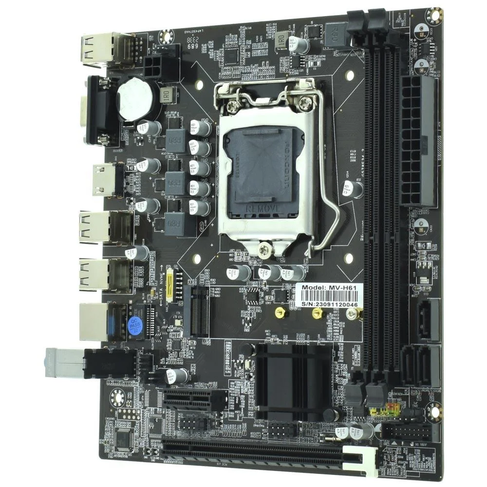 Placa Mãe 1155p Macrovip Mv-h61 M.2 HDMI Vga Ddr3 Lan Giga 6