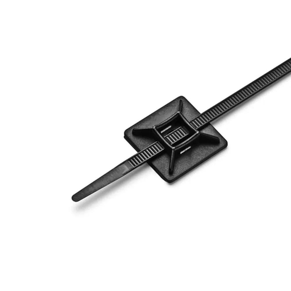 Imagem 2 de 2 do produto Fixador Autoadesivo Para Abraçadeira De Nylon Até 4,8mm Preto - Kit Com 5 Uni