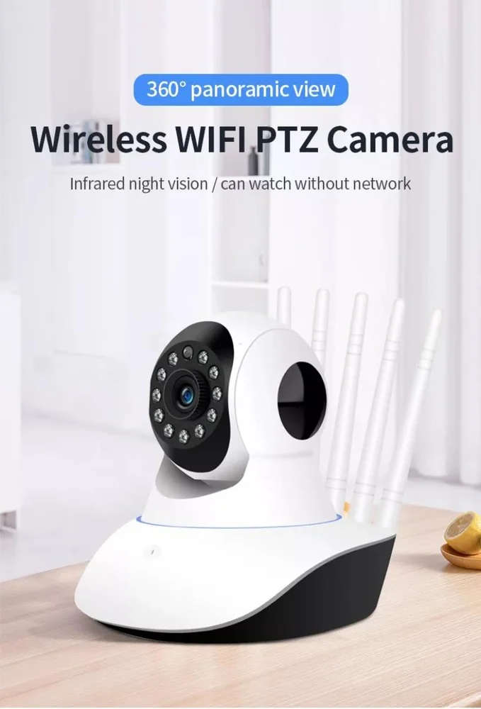 Imagem 2 de 5 do produto Babá Segurança Eletronica Wifi Camera 3 Antenas Bluetooth Visão Noturna Monitoramento Celular