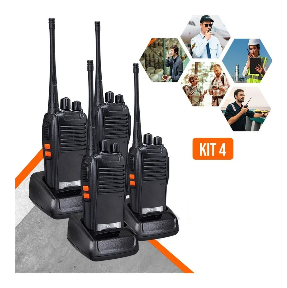 Imagem 5 de 5 do produto Kit 4 Radio Walk Talk Comunicador 16 Ch 12km Baofeng 777s Ht Para Construçao Empresas Segurança