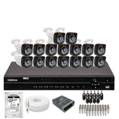 Kit 16 Câmeras Importadas Full Hd 1080p  Dvr Intelbras Mhdx 1232 Hd 4TB