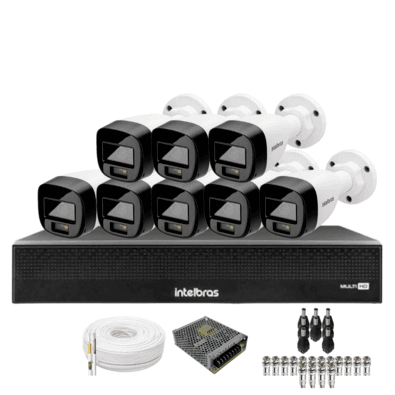 Kit 8 Câmeras Intelbras 1120b Full Color Dvr Mhdx 1016-c Intelbras Com Detecção De Movimentos Sem Hd