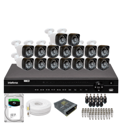 Kit 16 Câmeras Importadas Full Hd 1080p  Dvr Intelbras Mhdx 1232 Hd 6tb