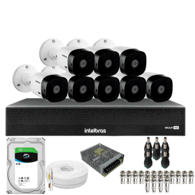 Kit 8 Câmeras Intelbras 1220b Full Hd Dvr Mhdx 1016-c Intelbras Com Detecção De Movimentos Hd 6tb