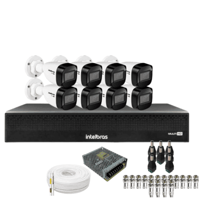 Kit 8 Câmeras Intelbras 1130b Full Hd Dvr Mhdx 1016-c Intelbras Com Detecção De Movimentos Sem Hd