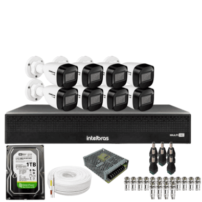 Kit 8 Câmeras Intelbras 1130b Full Hd Dvr Mhdx 1016-c Intelbras Com Detecção De Movimentos Hd 1TB