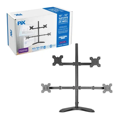 Suporte Articulado P/ 4 Monitores De Mesa 10 Até 32 Base