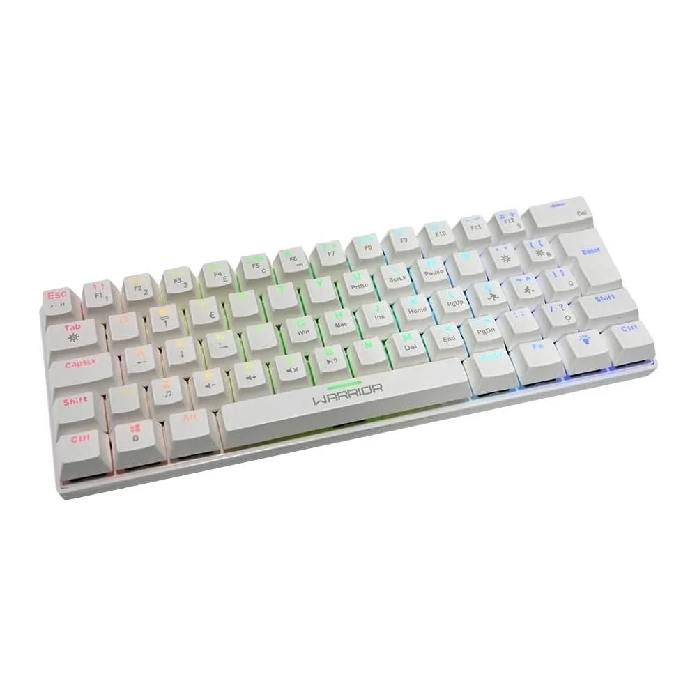 Teclado Gamer Mecânico Warrior Royal Precision, Artic Edition, 60%, Branco, Abnt2, Tc311, Warrior