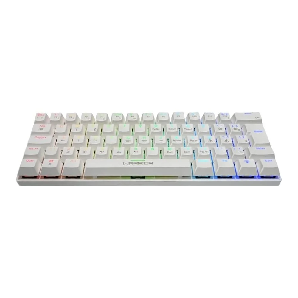 Teclado Gamer Mecânico Warrior Royal Precision, Artic Edition, 60%, Branco, Abnt2, Tc311, Warrior