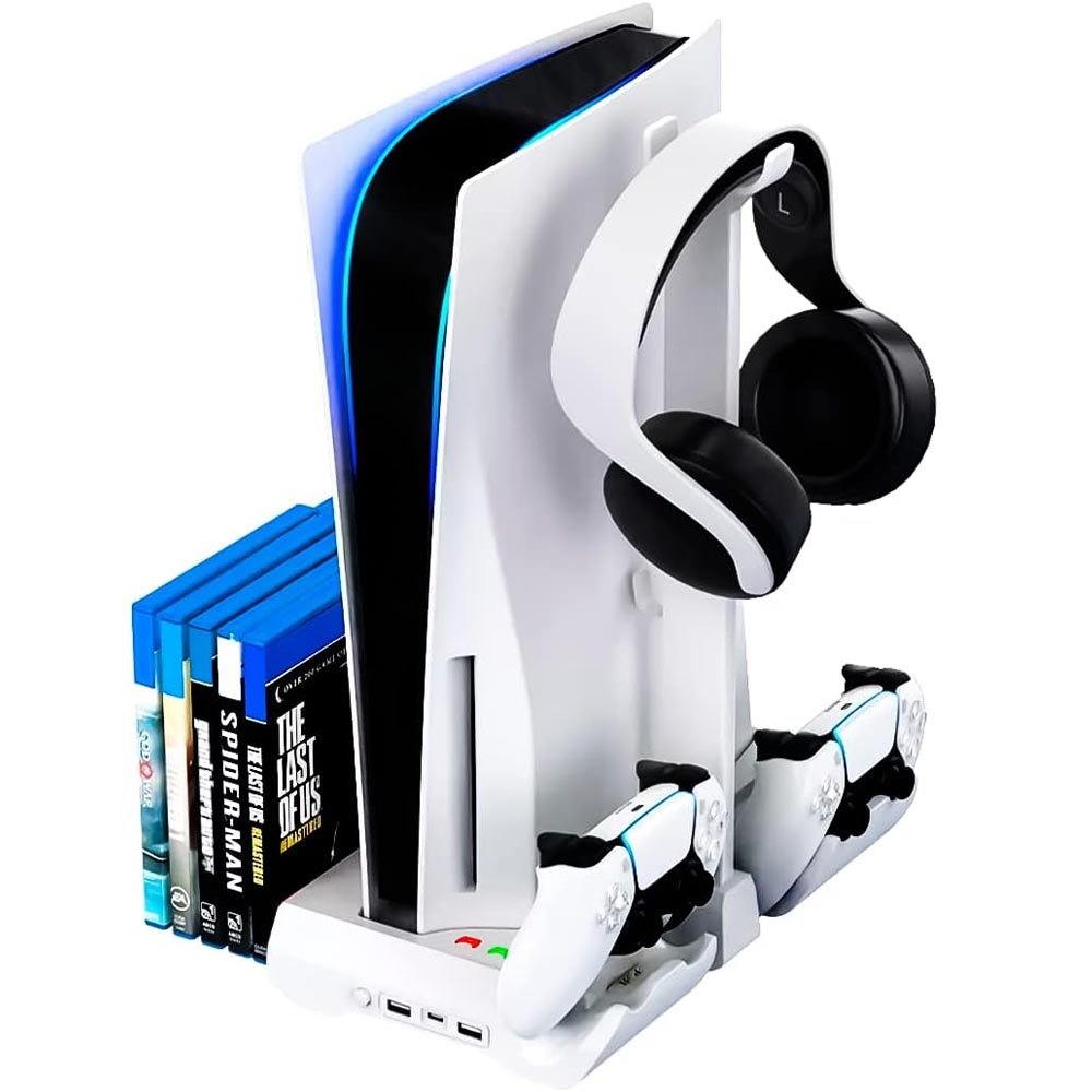 Base De Carregamento Compativel Para 2 Controles Dualsense De Playstation 5 Suporte Para Headset E Jogos